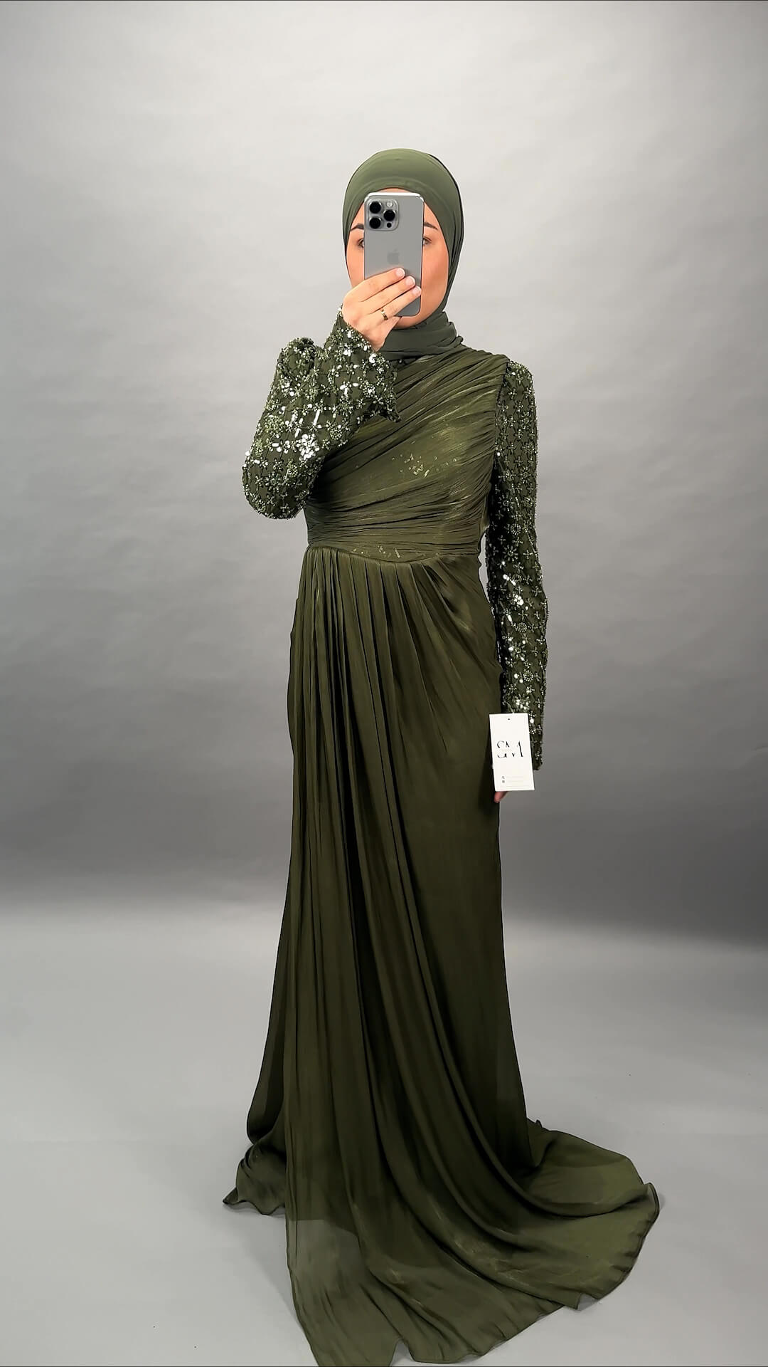 Damla evening dress green