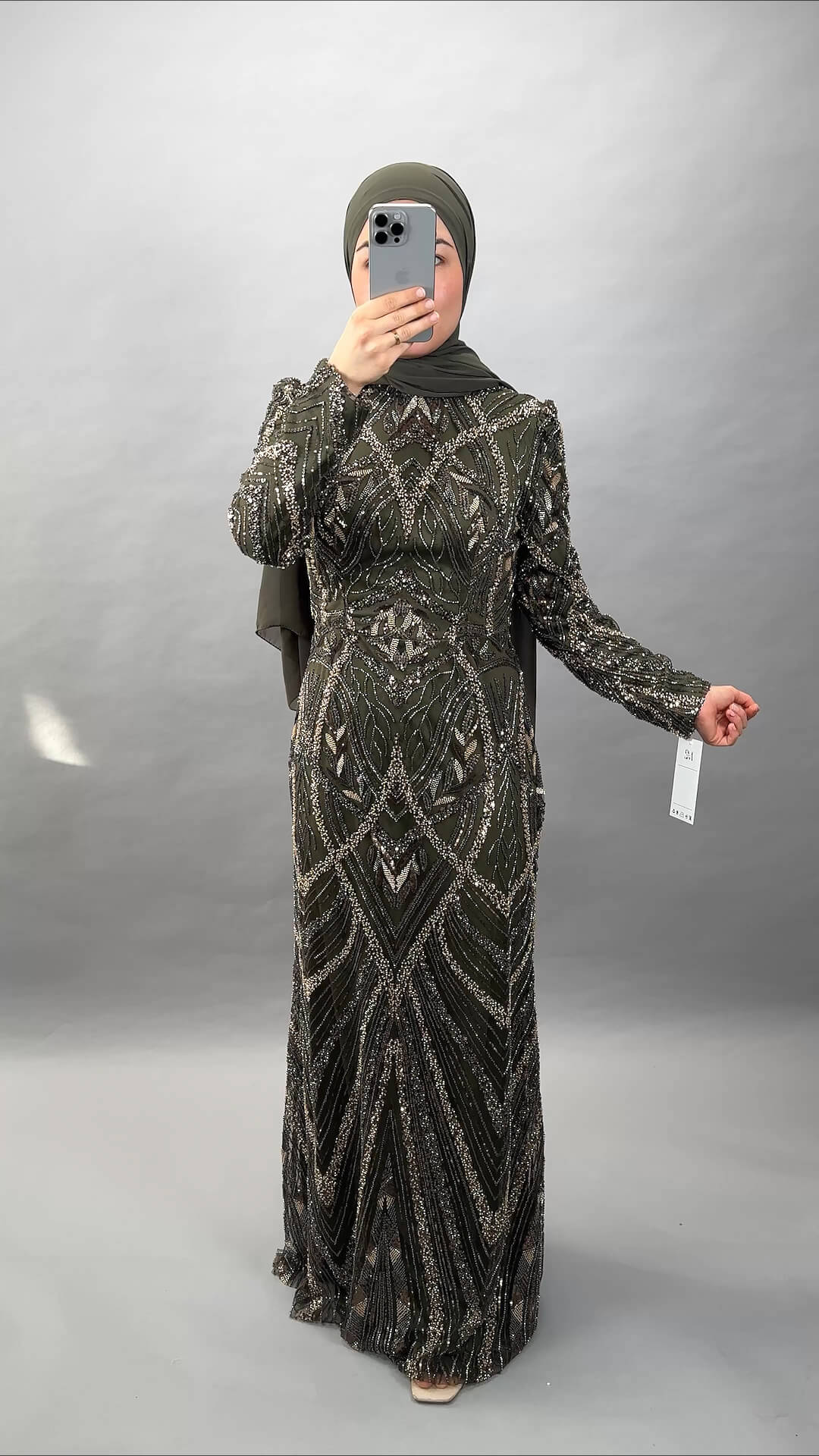Huda evening dress khaki