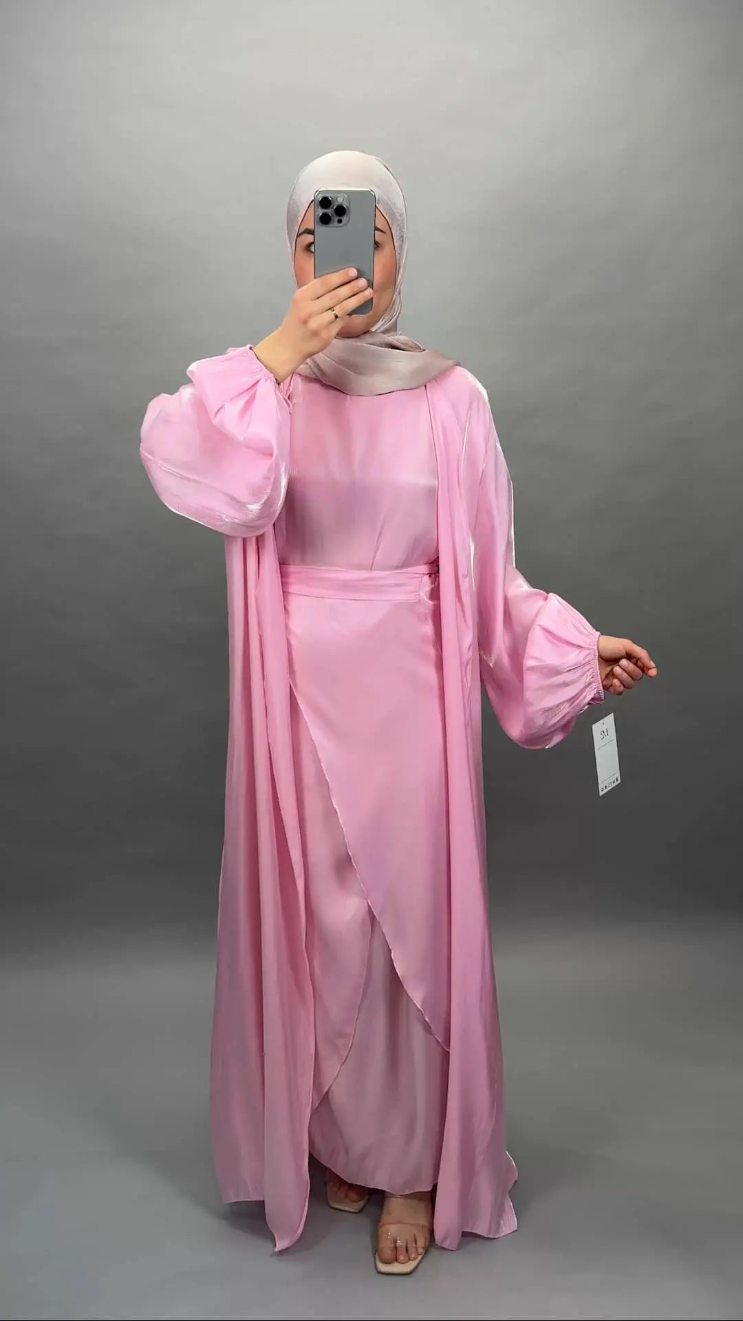 Gabiya Abaya Bej Pembe