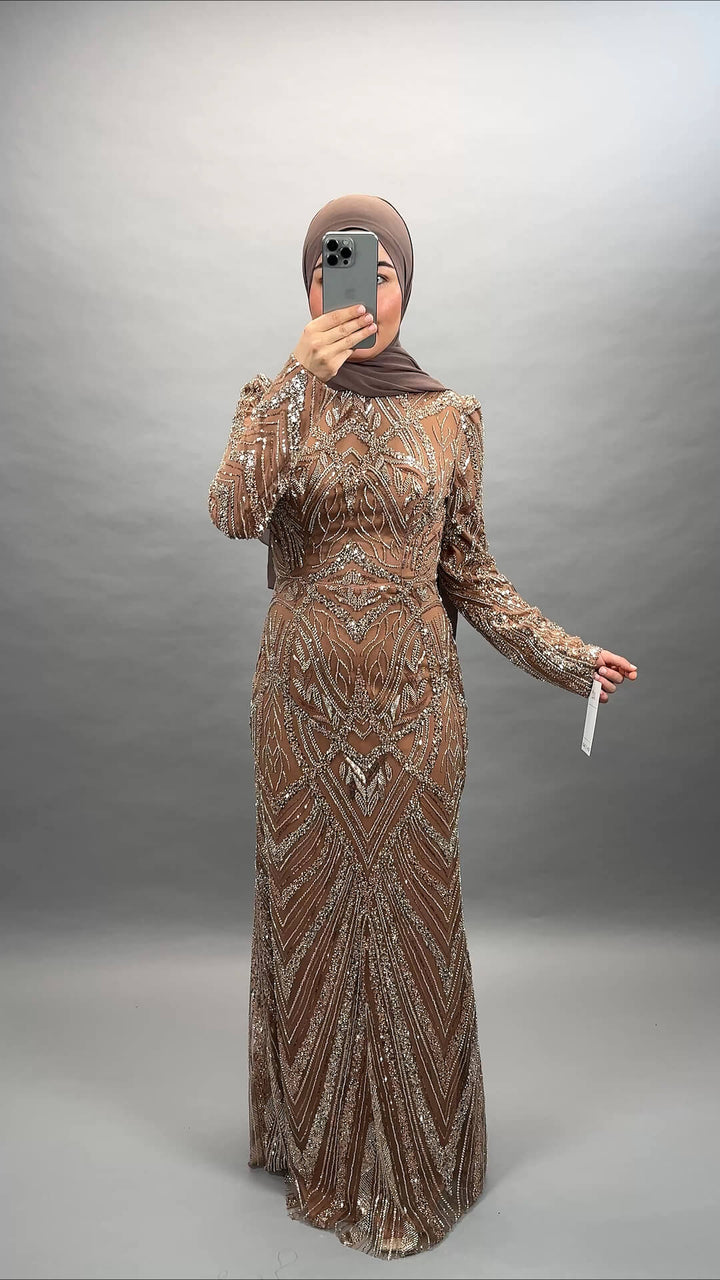 Huda Abendkleid Bronze