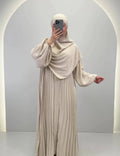 Hifaya Abaya Set with Khimar Beige