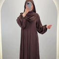 Hifaya Abaya Set Khimar ile Kahverengi