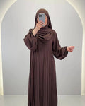 Hifaya Abaya Set with Khimar Brown