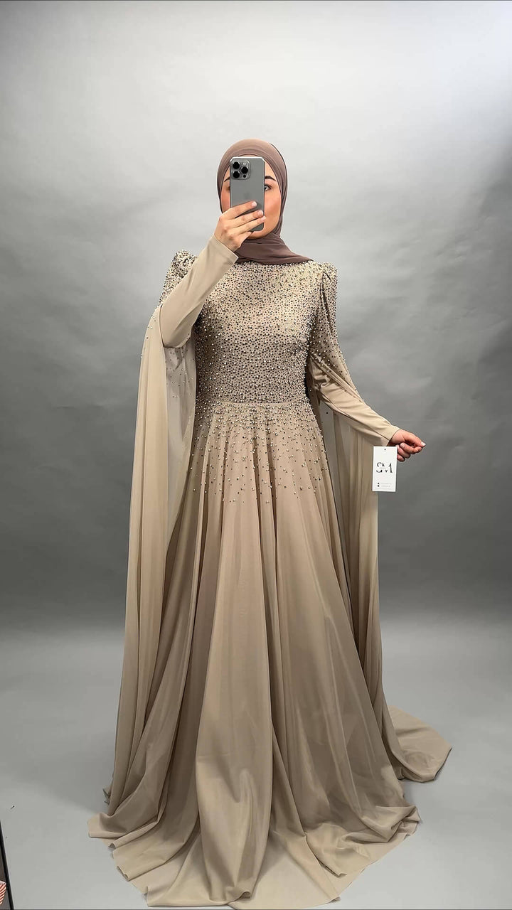 Robe De Soirée Exclusive Hifa Taupe