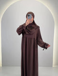 Mila Abaya Seti ve Khimar Kahverengi