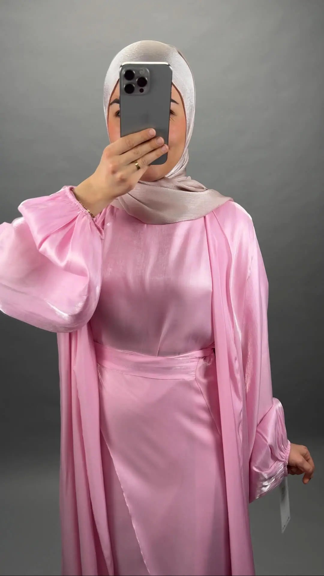 Gabiya Abaya Bej Pembe