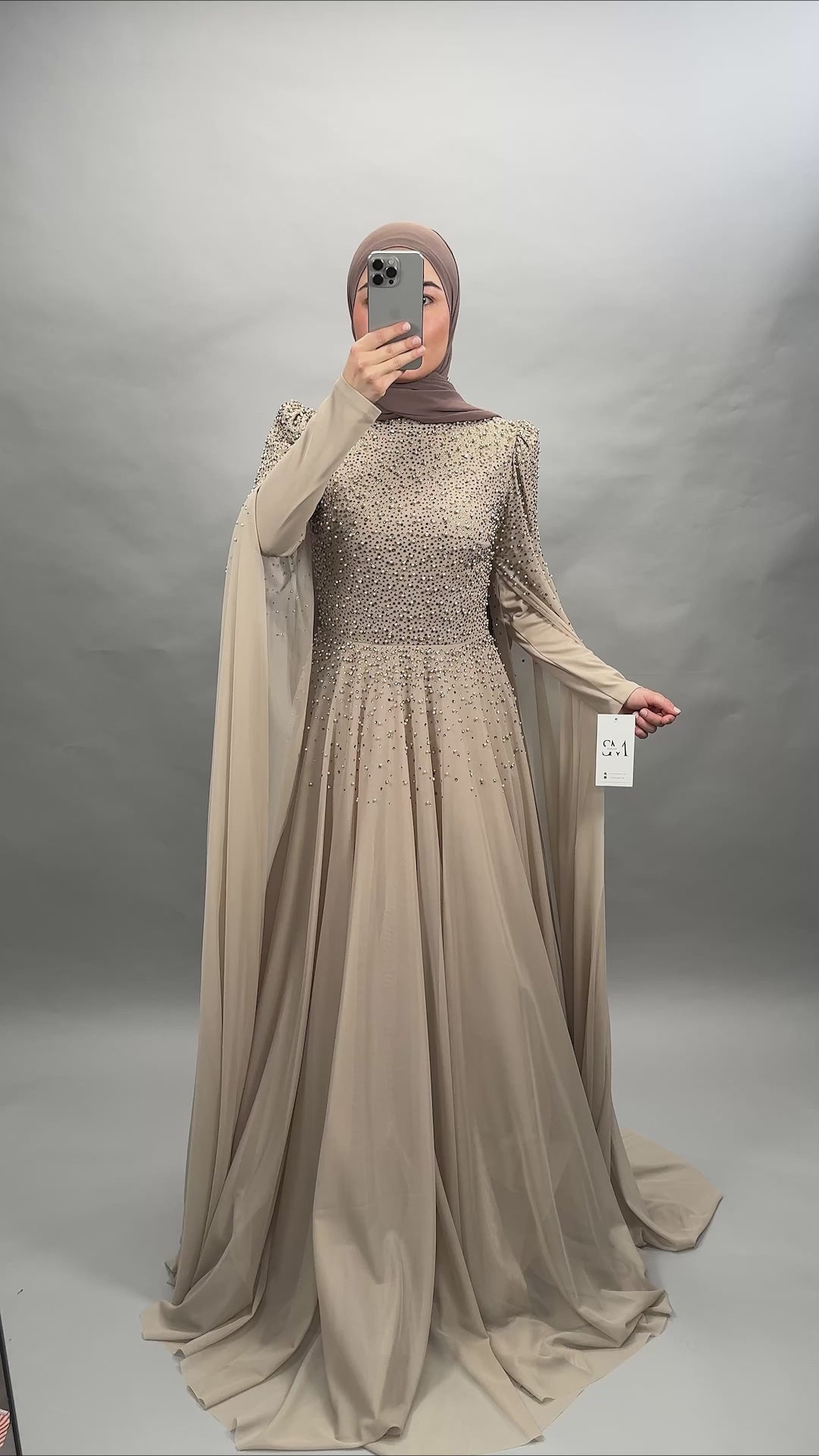 Robe De Soirée Exclusive Hifa Taupe